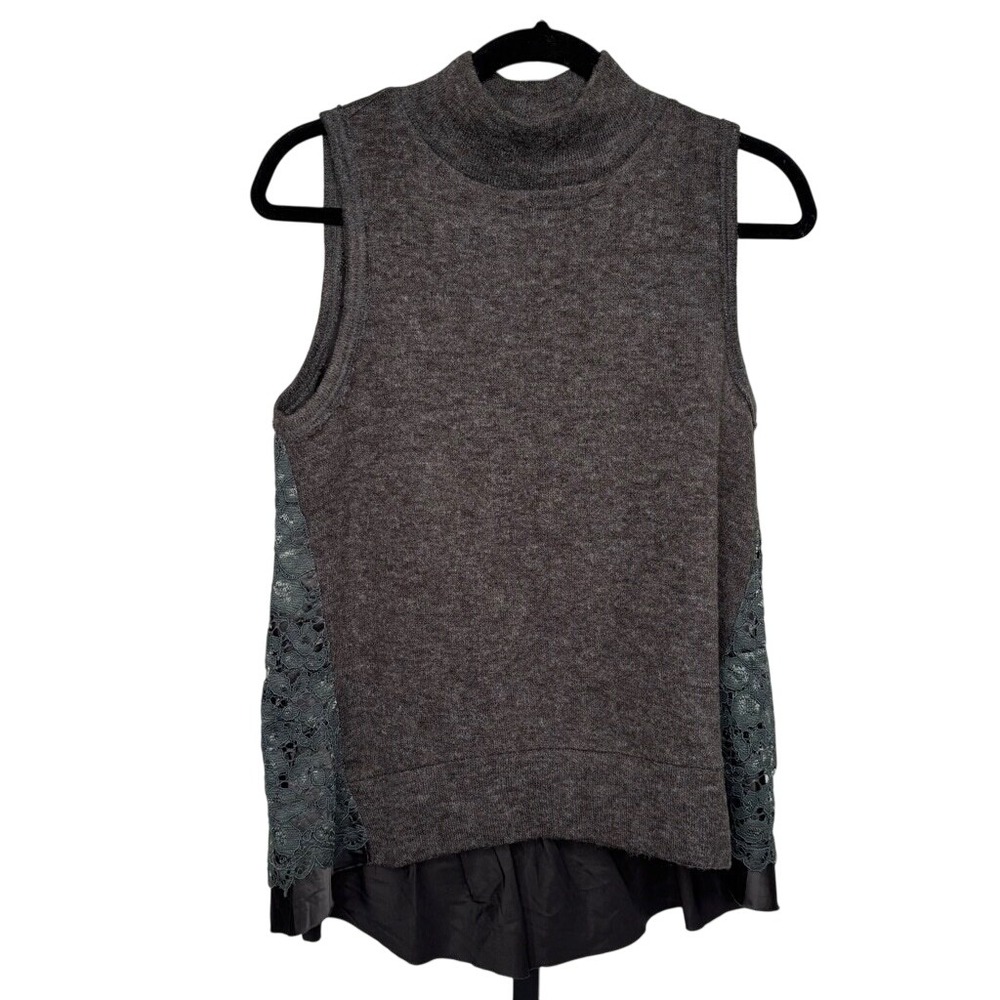 Anthro MOTH Knit Tank Top Sz M Gray Green Whimsygoth Fairy Grunge Cottage Goth‎